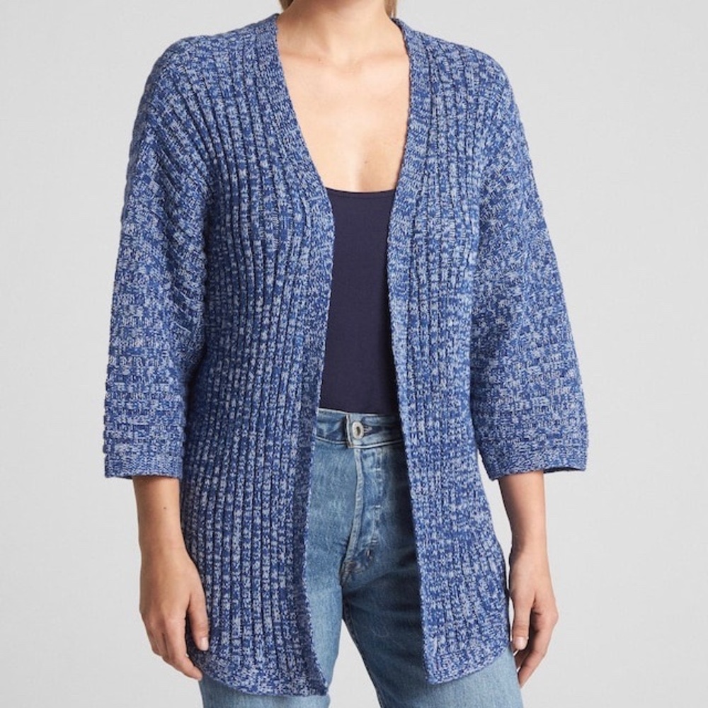 NWT Gap Blue Open Plaited Rib Cardigan Sweater
